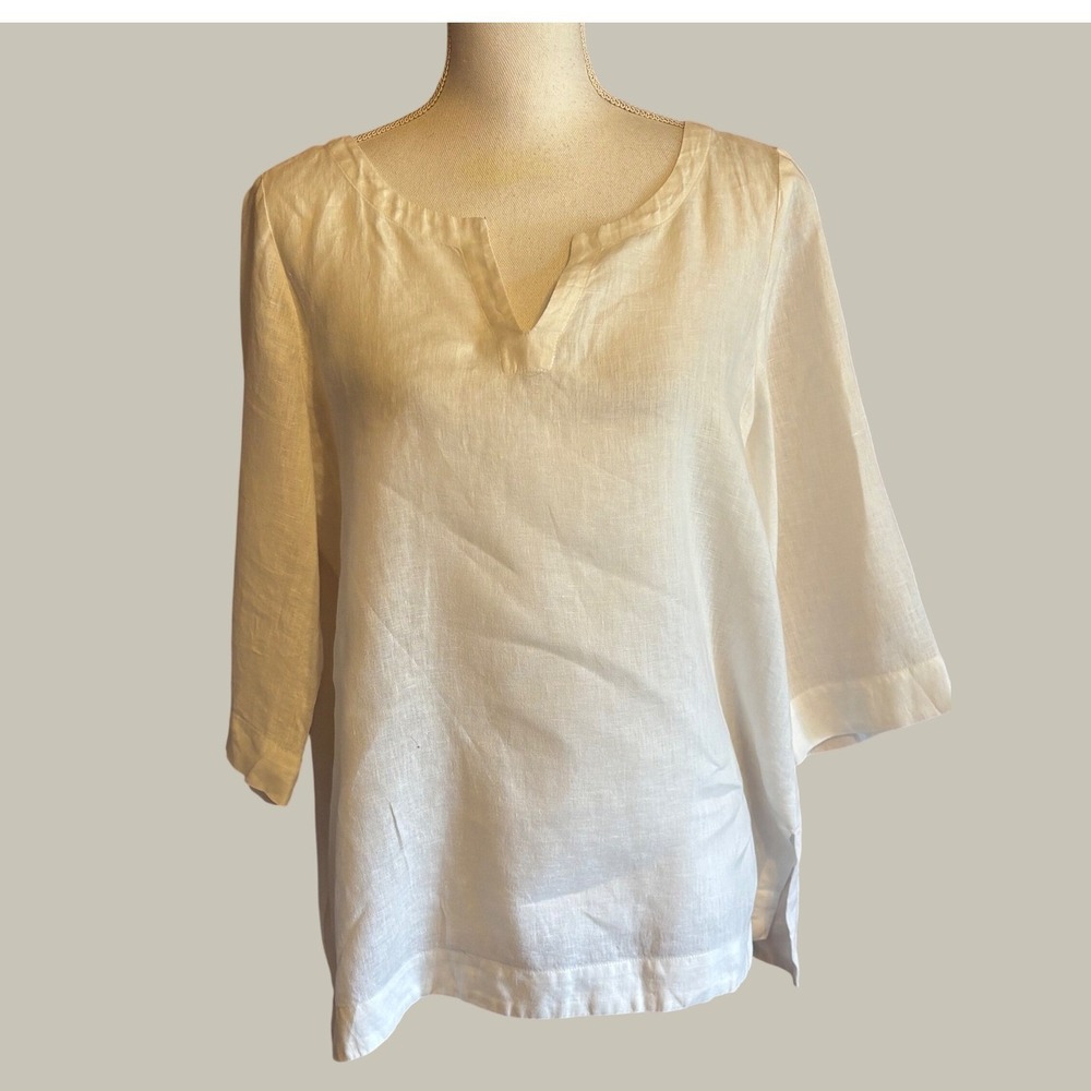 J. Jill White Linen Tunic MP Coastal Relaxed Minimalist Quiet Luxury Resort